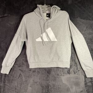 Adidas Primegreen Small Woman's Grey Graphic Logo Hoody Pullover Sweatshirt